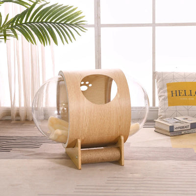 Luxury Wooden Enclosed Cat Capsule Bed