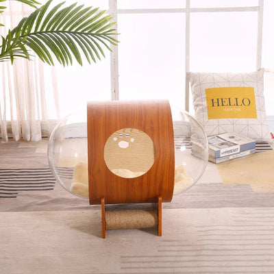 Luxury Wooden Enclosed Cat Capsule Bed